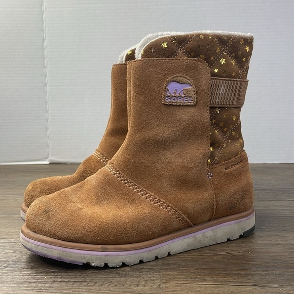 Sorel Big Kids Rylee Suede Brown Boots with Gold Stars, size Big Kid 4 - Picture 6 of 10